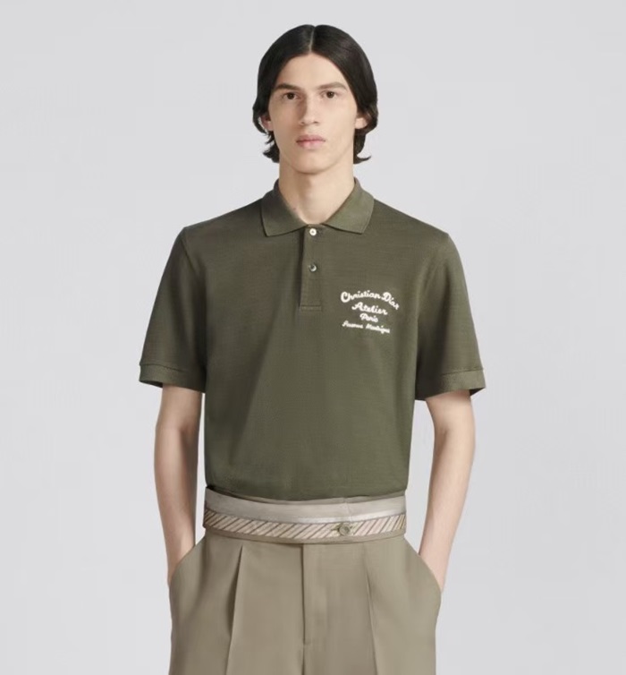 ディオールメンズグリーンポロ半袖Tシャツi340