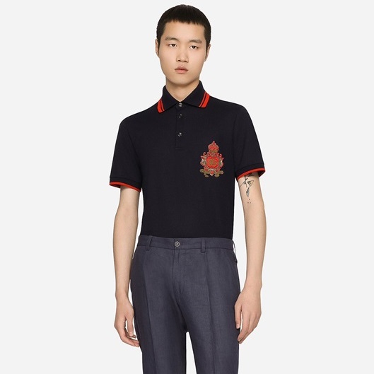 ドルチェ＆ガッバーナメンズブラックポロ半袖Tシャツl438