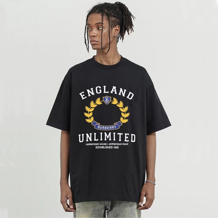 バーバリーメンズブラッククルーネック半袖Tシャツu126