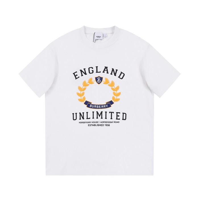 バーバリーメンズホワイトクルーネック半袖Tシャツu127