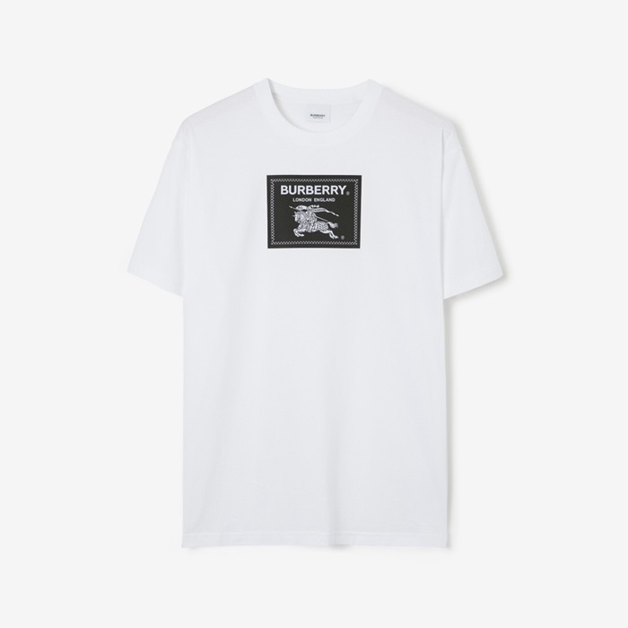 バーバリーメンズホワイトクルーネック半袖Tシャツu129