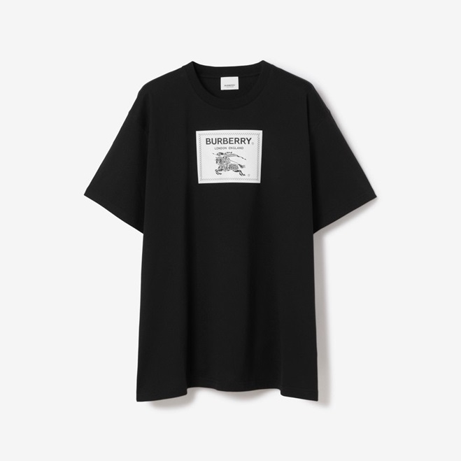 バーバリーメンズブラッククルーネック半袖Tシャツu130