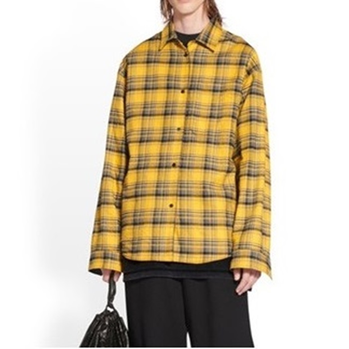 バレンシアガメンズイエロー両面シャツa236