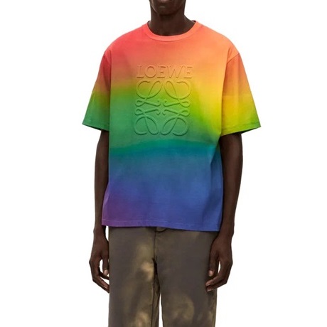 ロエベユニセックスイニシャルグリーン半袖Tシャツe709