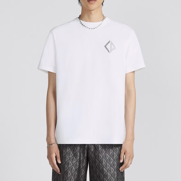 ディオールメンズホワイトクルーネック半袖Tシャツi358