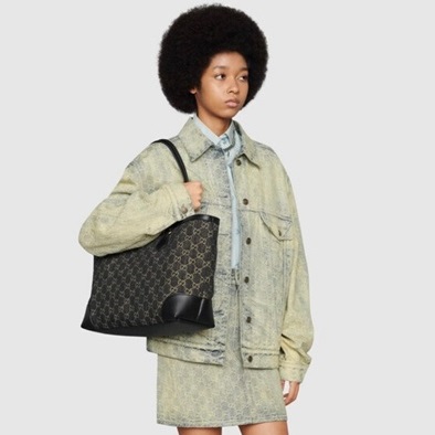 グッチレディースブラックショッパーバッグu378