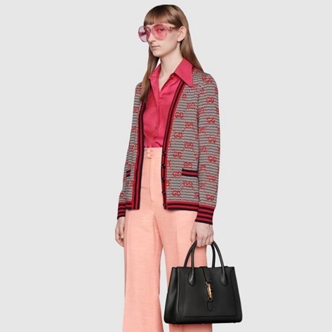 グッチレディースブラックトートバッグu386