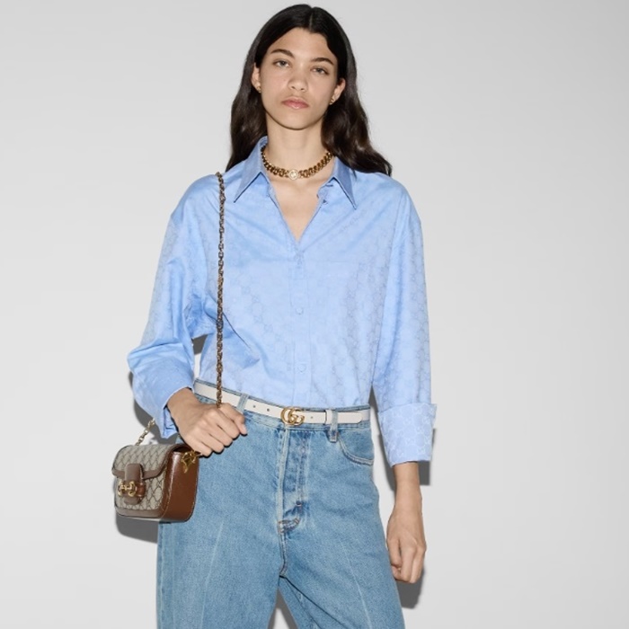 グッチレディースブラウンホースビットショルダーバッグu448