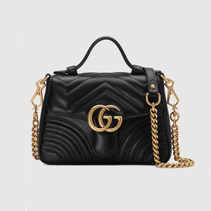 グッチレディースブラックマーモントバッグu471