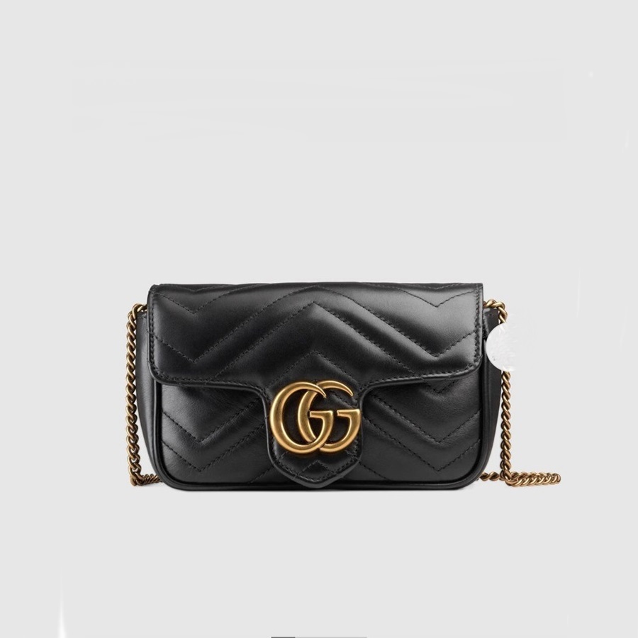 グッチレディースブラックスーパーミニマーモントバッグu513