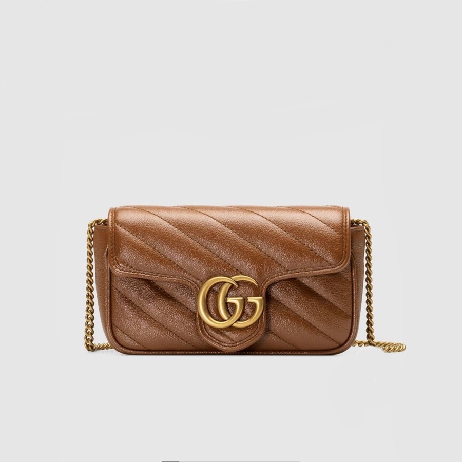 グッチレディースキャメルスーパーミニマーモントバッグu517