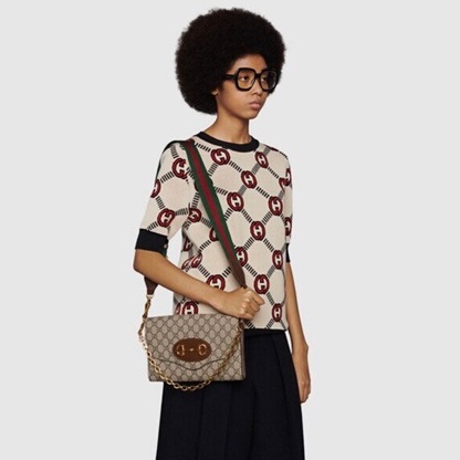 グッチレディースブラウンホースビットフリップバッグu520