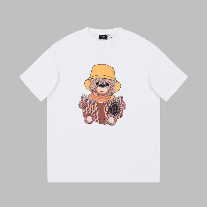 ェンディメンズホワイトクルーネック半袖Tシャツe83