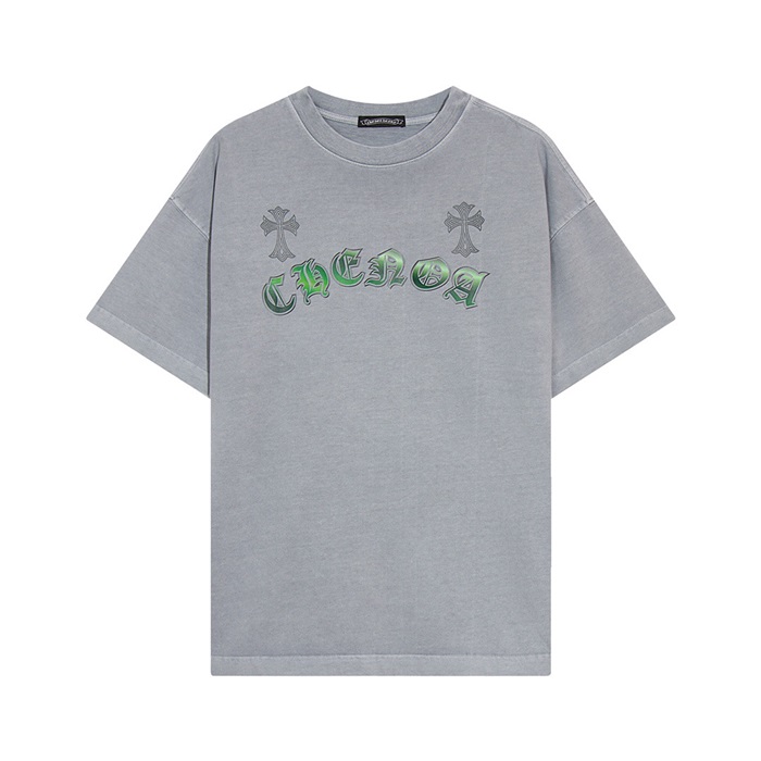 クロムハーツメンズグレークルーネック半袖Tシャツh105