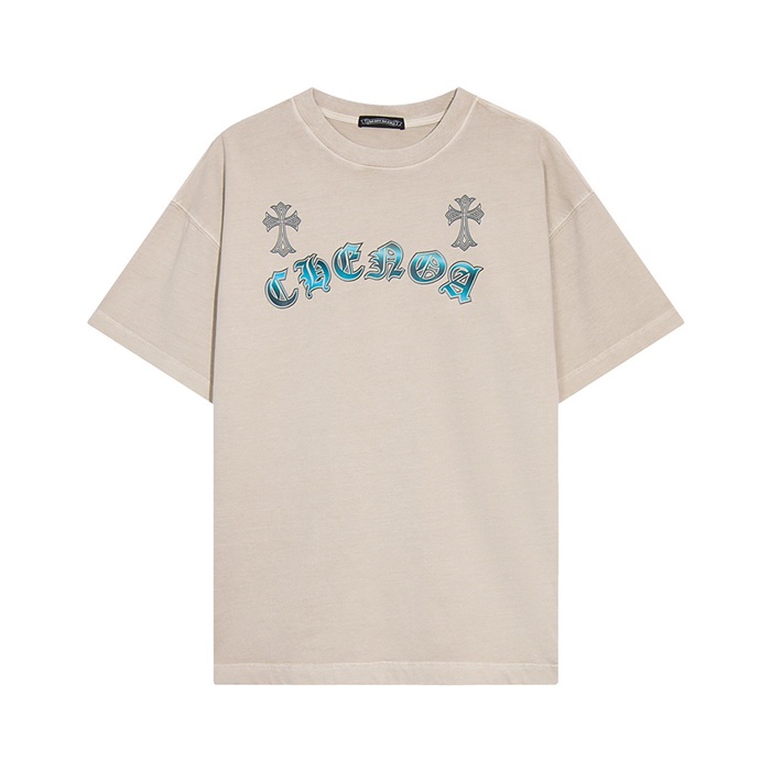 クロムハーツメンズベージュクルーネック半袖Tシャツh106