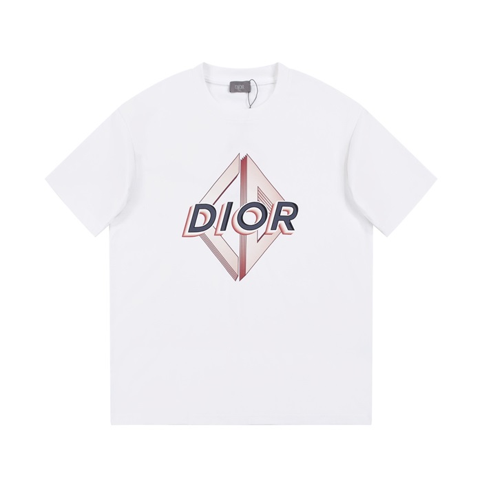 ディオールメンズホワイトクルーネック半袖Tシャツi359