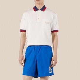 グッチメンズホワイトポロ半袖Tシャツu535