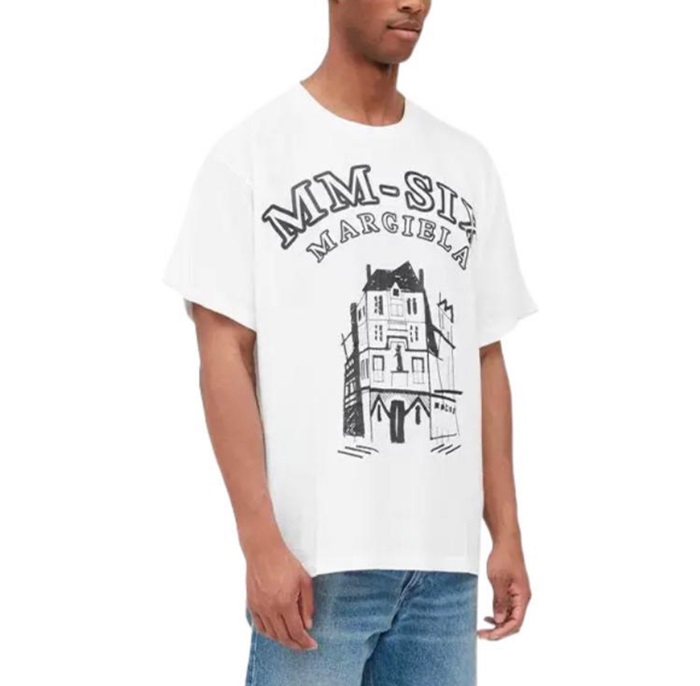 メゾンマルジェラユニセックスクルーネックホワイト半袖Tシャツi132