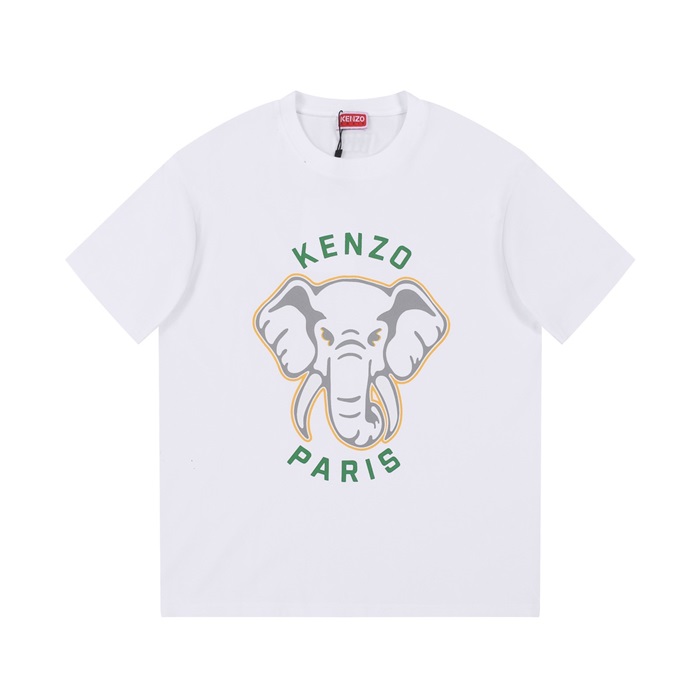 ケンゾーユニセックスホワイトクルーネック半袖Tシャツn218