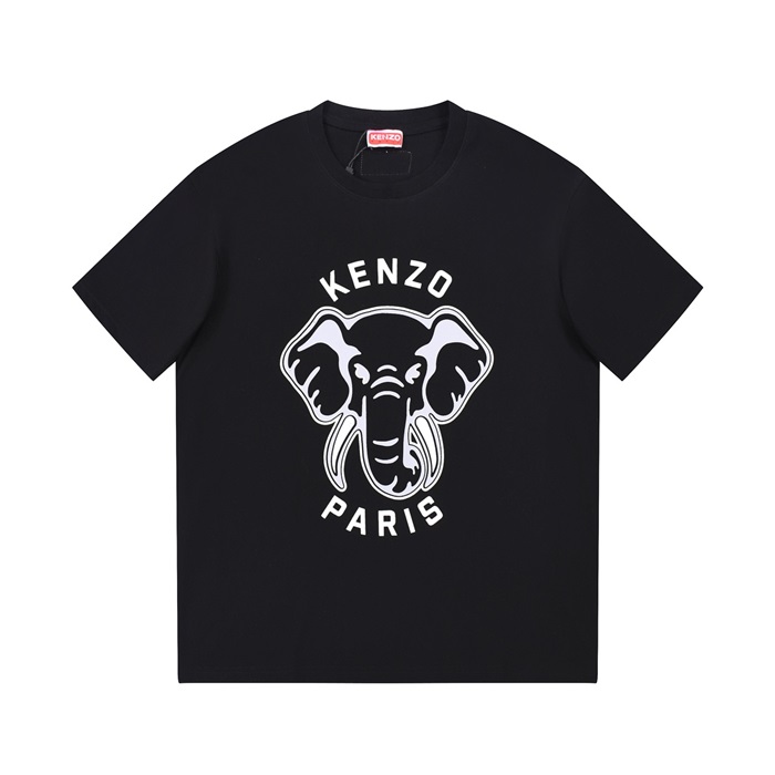 ケンゾーユニセックスブラッククルーネック半袖Tシャツn219