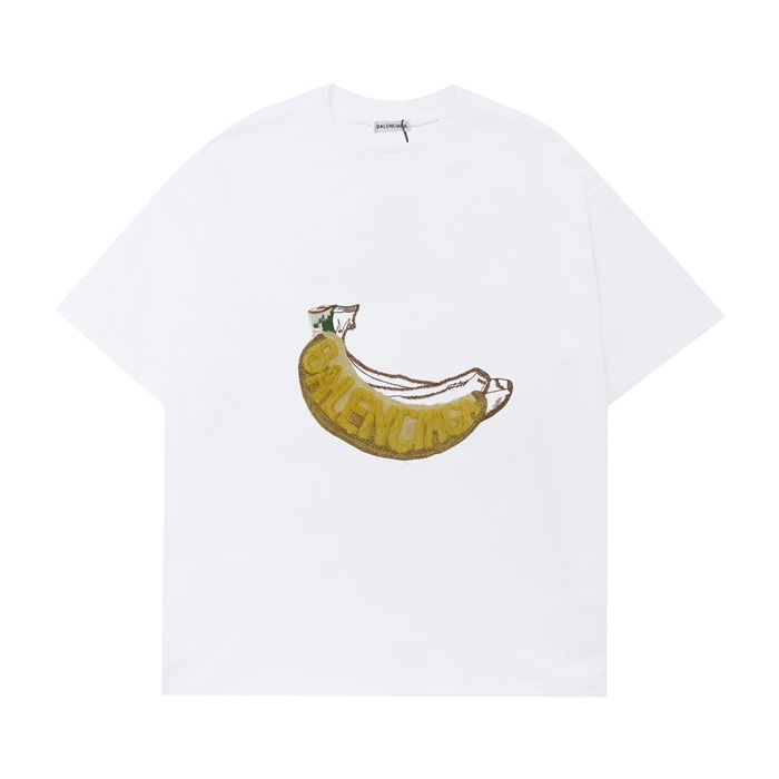 バレンシアガメンズホワイトクルーネック半袖Tシャツa249