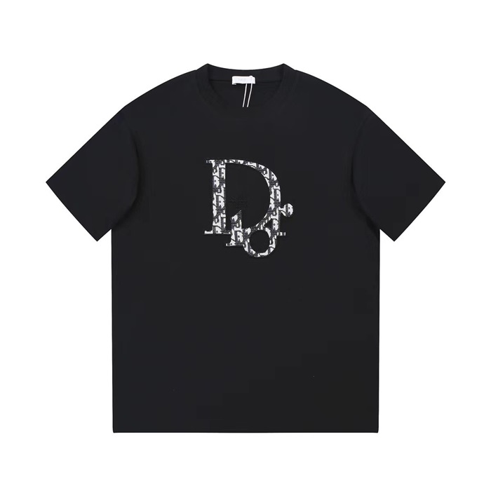 ディオールメンズブラッククルーネック半袖Tシャツi362