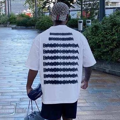 バレンシアガメンズホワイトクルーネック半袖Tシャツa250