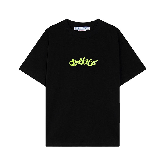 オフホワイトメンズモダンブラック半袖Tシャツf37