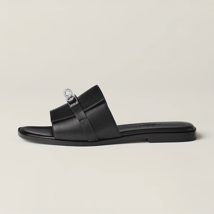 エルメスレディースブラックケリースリッパe126