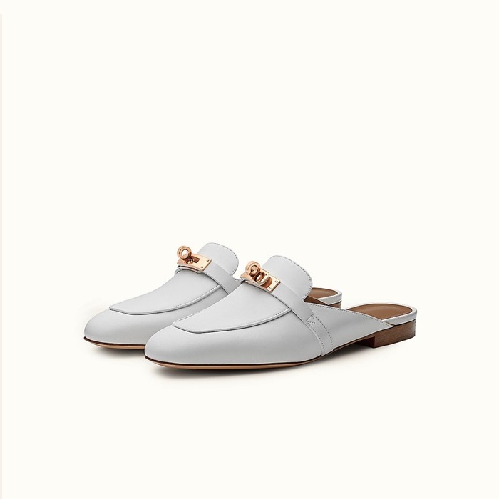 エルメスレディースブルーケリーブローファーe150