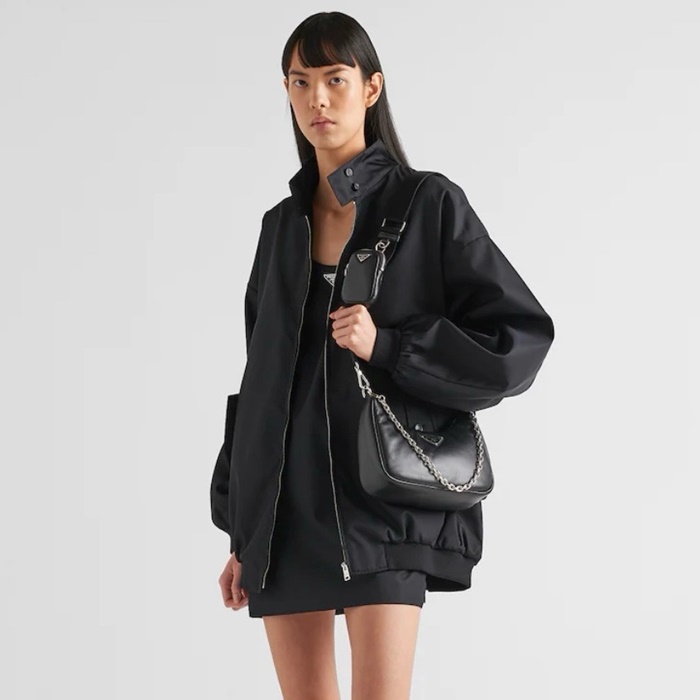 プラダレディースブラックハボバッグr285