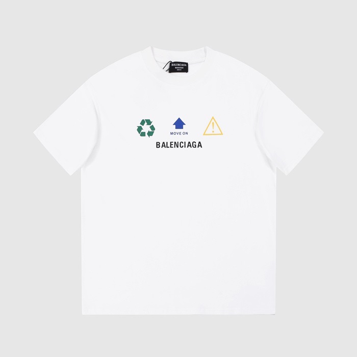 バレンシアガメンズクルーネックホワイト半袖Tシャツa269