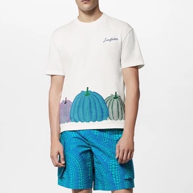 ルイヴィトンメンズホワイトクルーネック半袖Tシャツv709