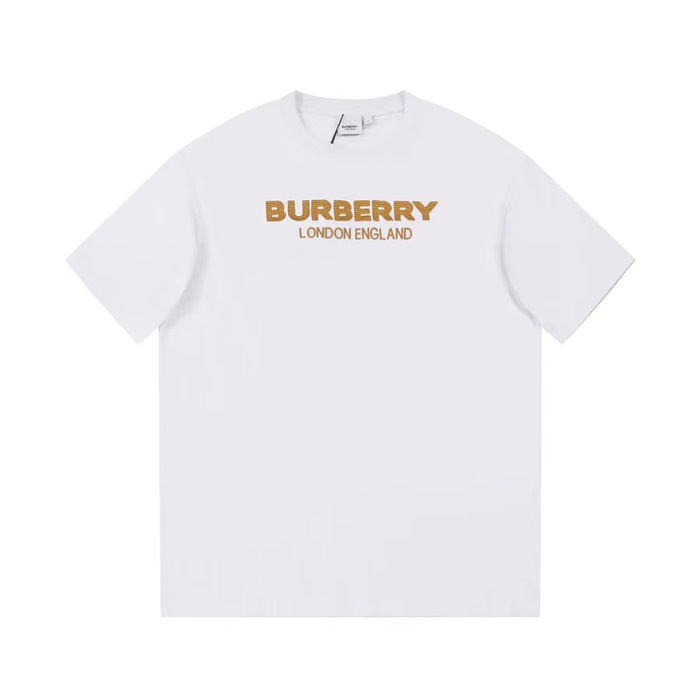 バーバリーユニセックスホワイトクルーネック半袖Tシャツu139