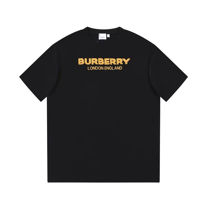 バーバリーユニセックスブラッククルーネック半袖Tシャツu140