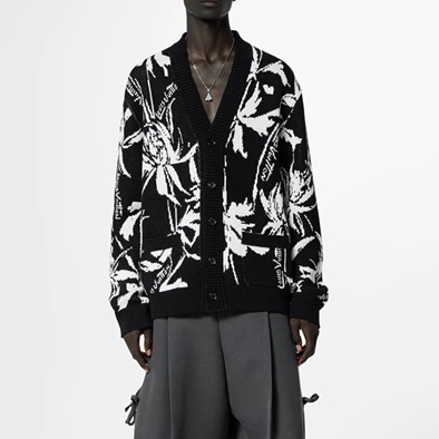 ルイヴィトンメンズブラックネックカーディガンv713