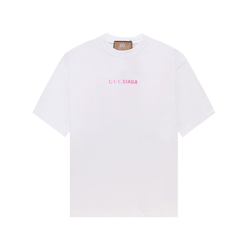 グッチユニセックスホワイトクルーネック半袖Tシャツu573