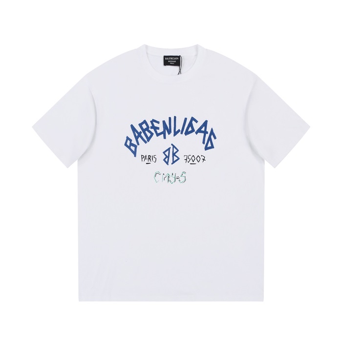 バレンシアガメンズホワイトクルーネック半袖Tシャツa281