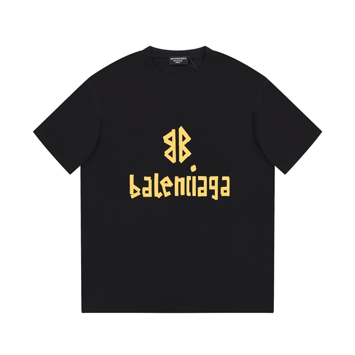 バレンシアガメンズブラッククルーネック半袖Tシャツa283