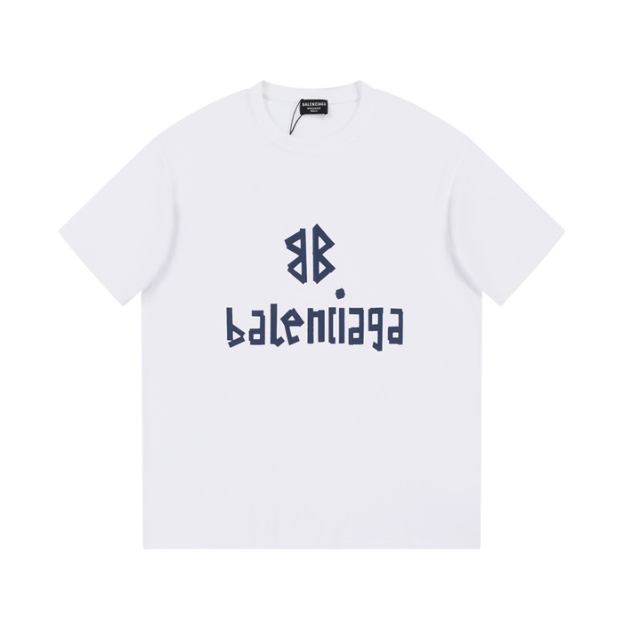 バレンシアガメンズホワイトクルーネック半袖Tシャツa284