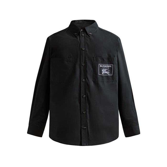 バーバリーメンズベーシックブラックシャツu145