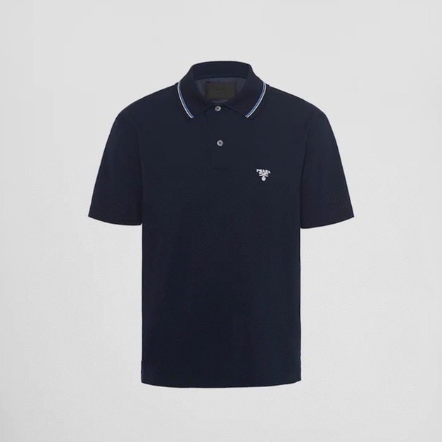 プラダメンズネイビーポロ半袖Tシャツr371