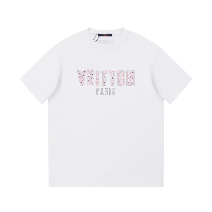 ルイヴィトンメンズホワイトクルーネック半袖Tシャツv720