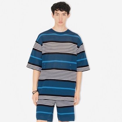 バーバリーメンズブルークルーネック半袖Tシャツu147