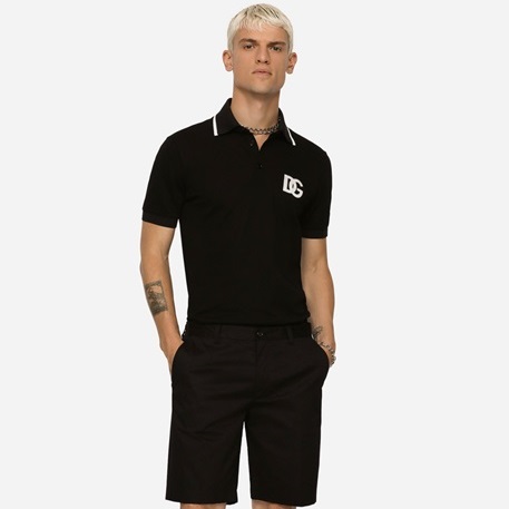 ドルチェ＆ガッバーナメンズブラックポロ半袖Tシャツl441