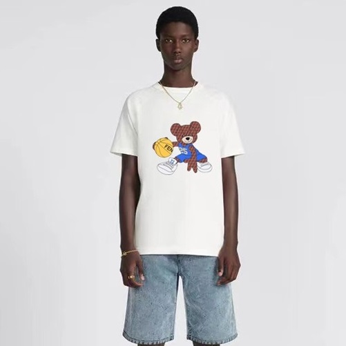 ェンディメンズホワイトクルーネック半袖Tシャツe85