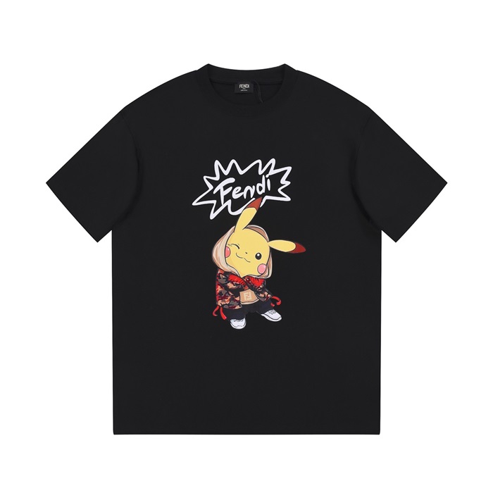 ェンディメンズブラッククルーネック半袖Tシャツe87