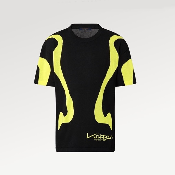 ルイヴィトンメンズブラッククルーネック半袖Tシャツv733