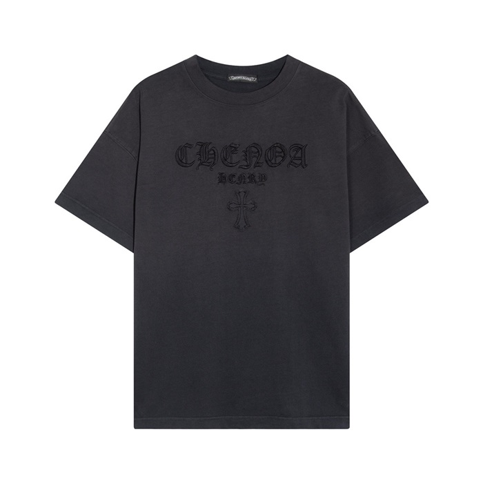 クロムハーツメンズブラッククルーネック半袖Tシャツh115