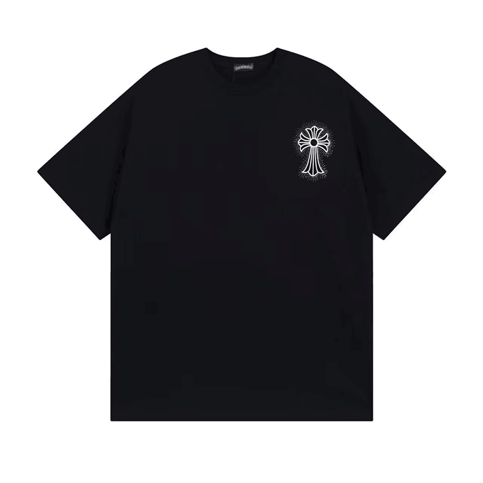 クロムハーツメンズブラッククルーネック半袖Tシャツh116